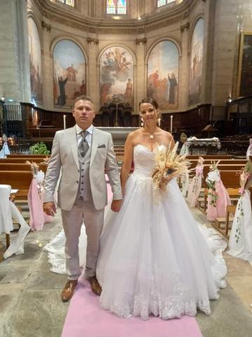 Costume de mariage beige à carreaux Camilliano