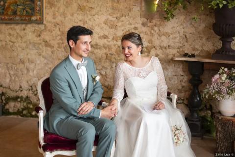 Costume de mariage 3 pièces vert sauge