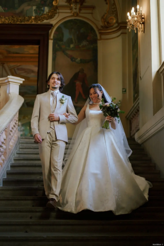 Costume de mariage beigecol officier L'empire du marié