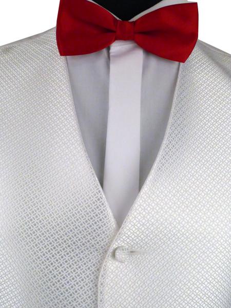 Noeud-papillon satin uni avec pochette rouge