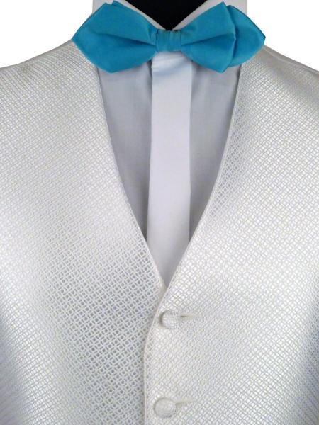 Noeud-papillon satin uni avec pochette turquoise