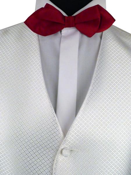 Noeud-papillon satin uni avec pochette bordeaux clair