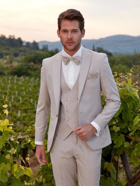 Costume de mariage beige 5 pièces