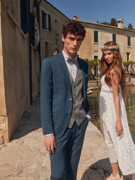 Costume de mariage champêtre bleu DIGEL