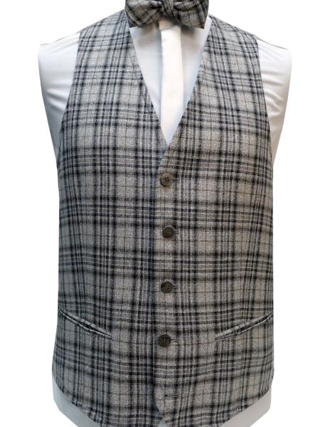 Gilet de mariage champêtre à carreaux gris