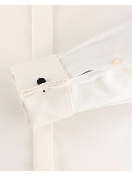 Chemise cérémonie col italien ivoire à boutons de manchette