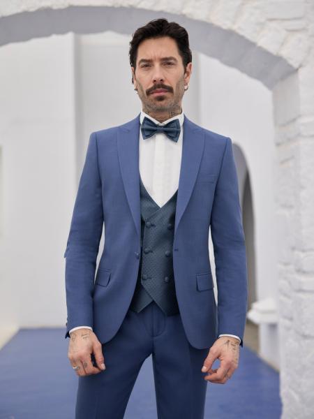 Costume de mariage bleu Empire du marié