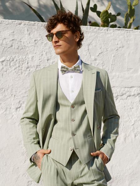 Costume 2 pièces veste croisé digel vert sauge