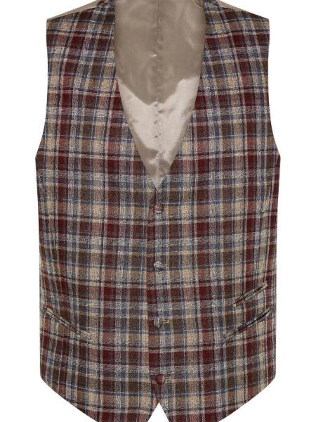 Gilet de mariage à carreaux marron