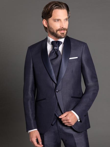 smoking bleu marine prince de galles PALAZZO