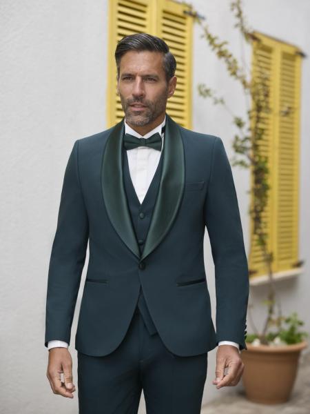 Smoking vert fôret Empire du marié LISBONE