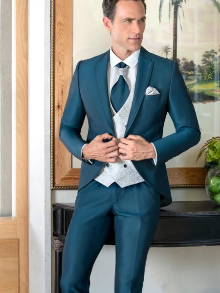Costume de mariage Enzo romano bleu canard