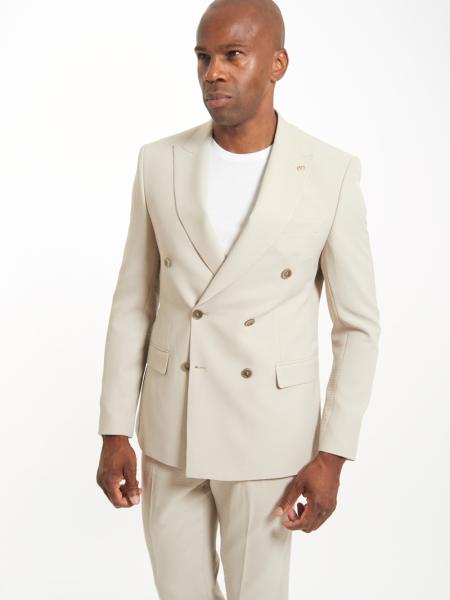 Costume beige veste croisé pour témoin mariage