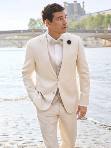 Costume cérémonie beige clair 2 pièces