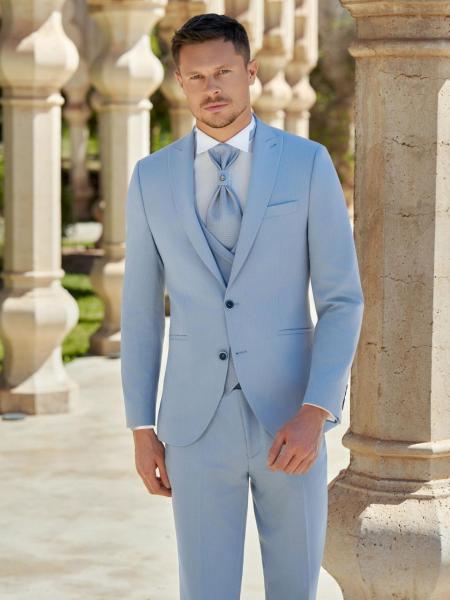 Costume de mariage homme bleu ciel Seoul L’Empire du Marié 5 pièces