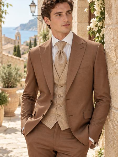 Costume de mariage marron caramel WILVORST