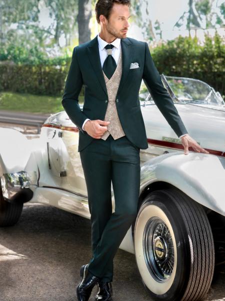 Costume de mariage vert profond Enzo Romano 