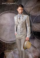 Costume de mariage col mao beige ENZO ROMANO