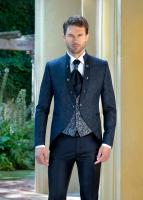 Costume de mariage col officier bleu Enzo Romano