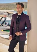 Costume de mariage col officier bordeaux OLBIA Empire du marié