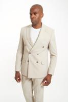 Costume beige veste croisé pour témoin mariage