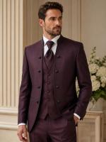Costume de mariage homme bordeaux Tziacco by Wilvorst à col officier