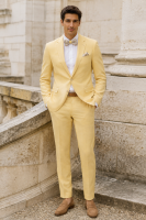 Costume de mariage homme jaune DIGEL Flexo Athletic Fit 2 pièces.