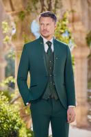Costume de mariage homme vert profond Rhodes à col officier – L’Empire du Marié