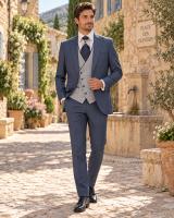 Costume de mariage bleu ardoise Lino Clemente 5 pièces