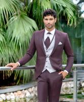 Costume de mariage bordeaux prune Enzo Romano 5 pièces