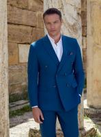 Costume de mariage bleu croisé BRUNO Adimo