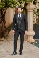 Costume de mariage BERLIN noir à col amovible – L’Empire du Marié